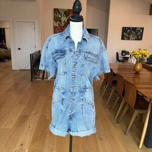 Free People - Marci Button Front Cuffed Shortall Romper